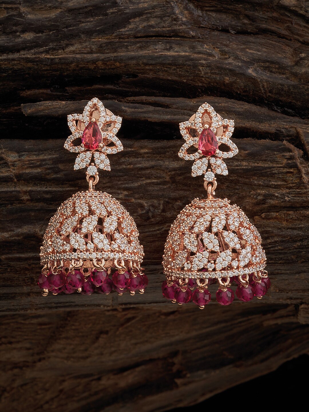 

Kushal's Fashion Jewellery Rose Gold-Plated Dome Shaped Jhumkas