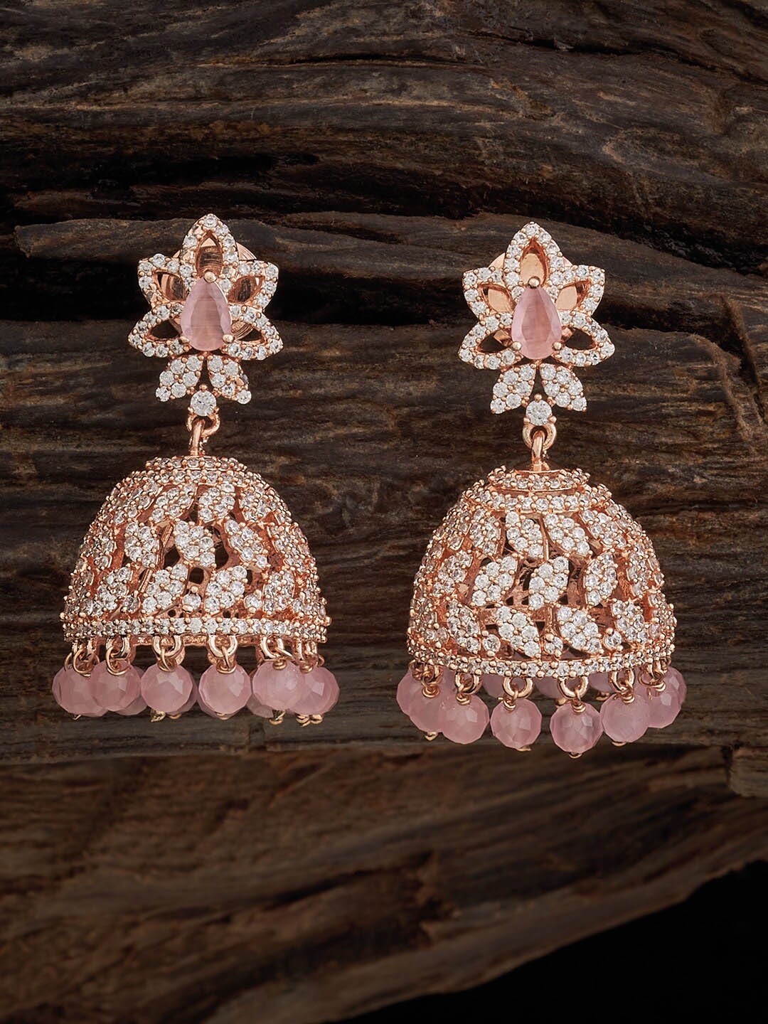 

Kushal's Fashion Jewellery Rose Gold-Plated Dome Shaped Jhumkas