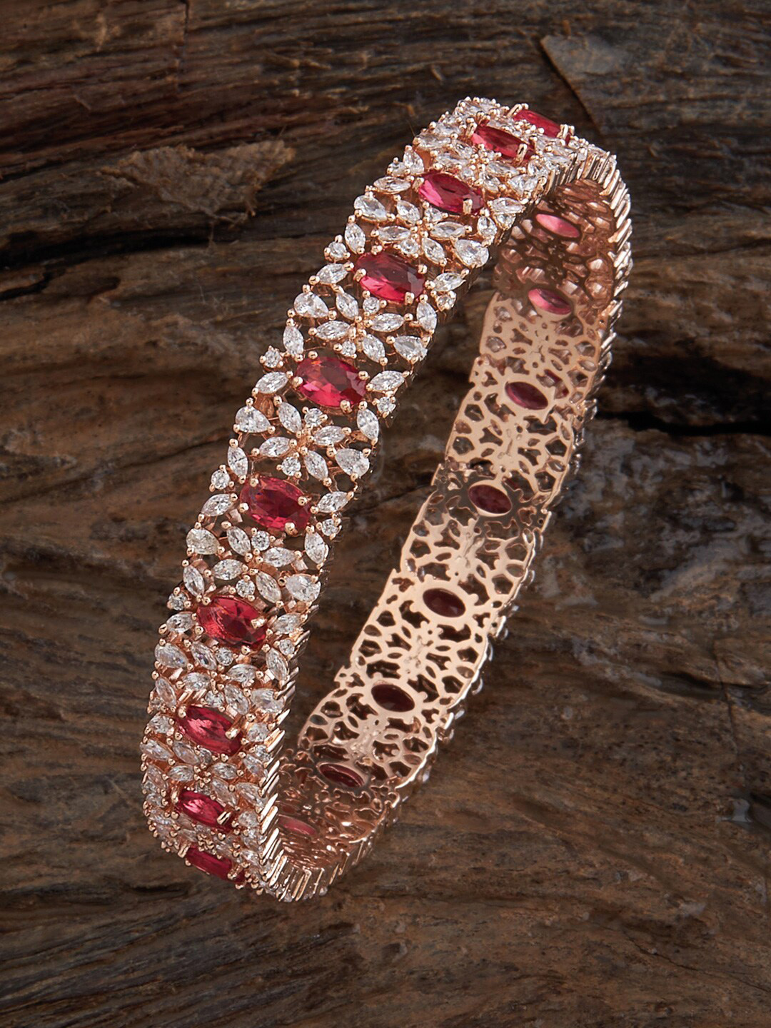 

Kushal's Fashion Jewellery Rose Gold-Plated Zircon-Studded Bangles