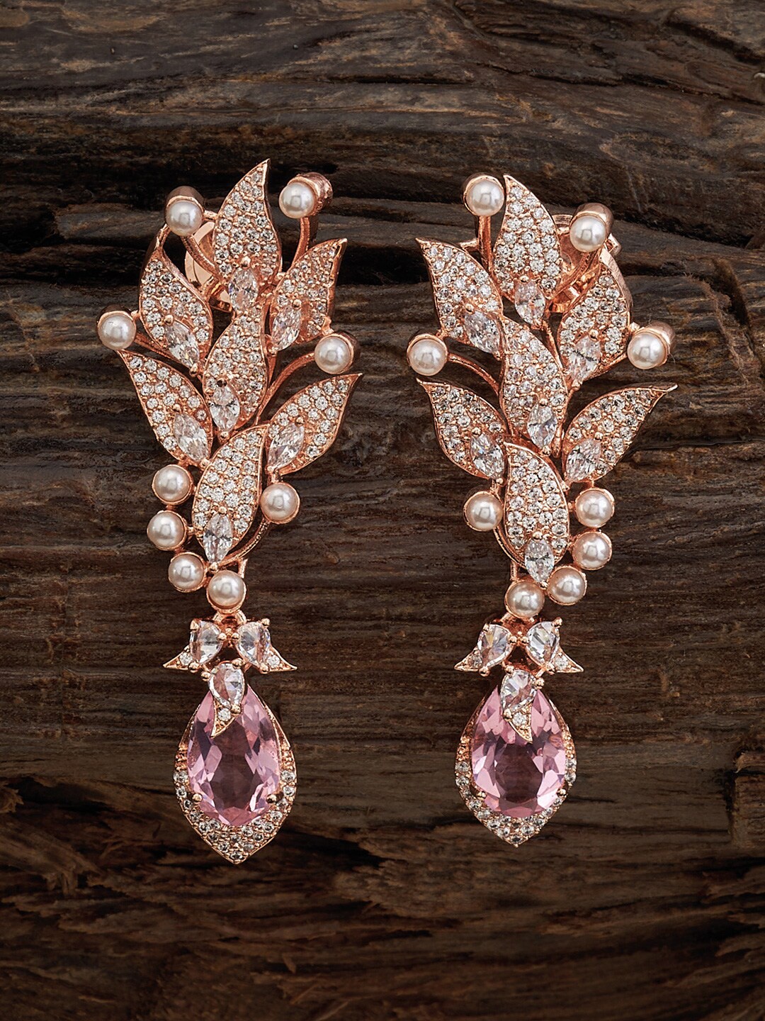 

Kushal's Fashion Jewellery Leaf Shaped Studs Earrings, Rose