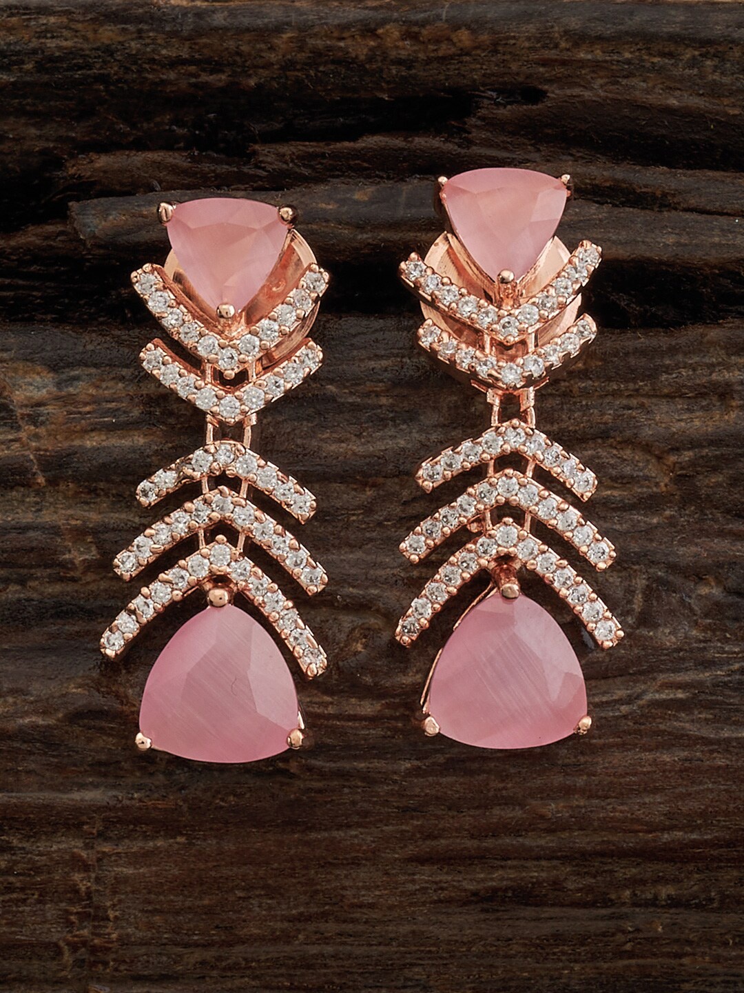 

Kushal's Fashion Jewellery Teardrop Shaped Studs Earrings, Rose gold