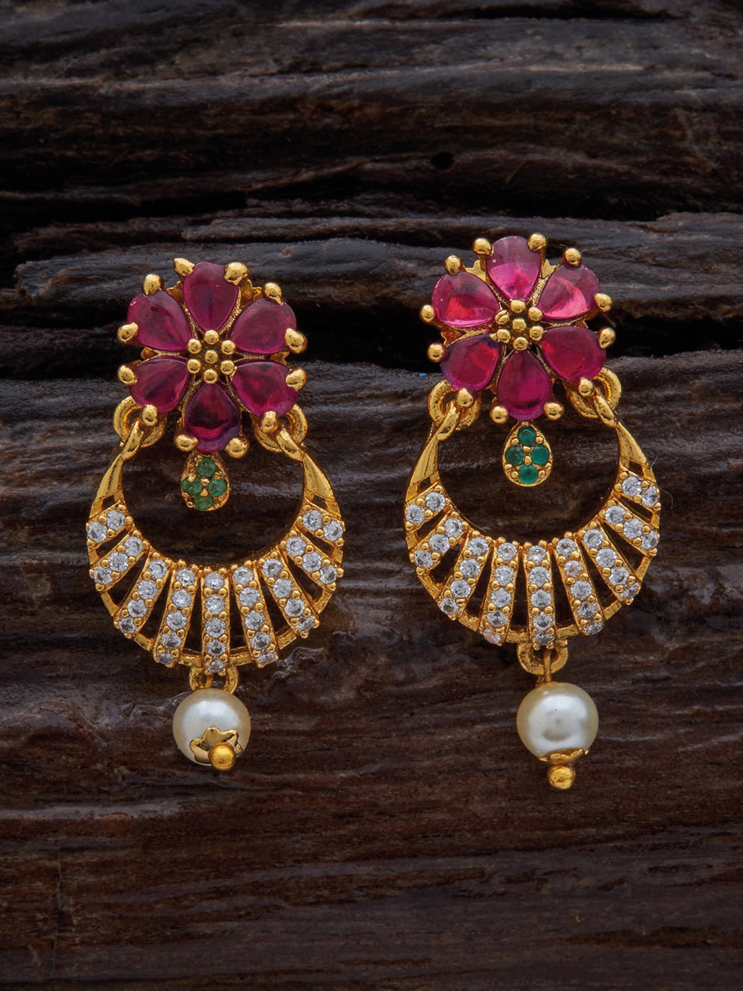 

Kushal's Fashion Jewellery Gold-Plated Circular Drop Earrings