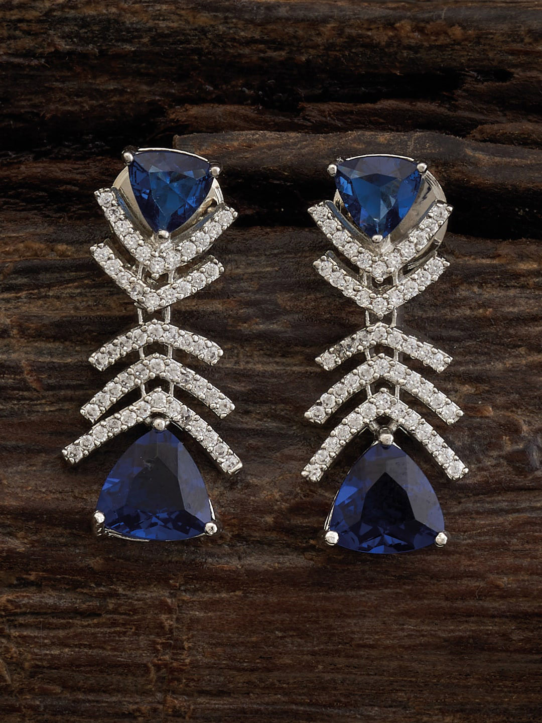 

Kushal's Fashion Jewellery Rhodium-Plated Triangular Shaped Drop Earrings, Silver