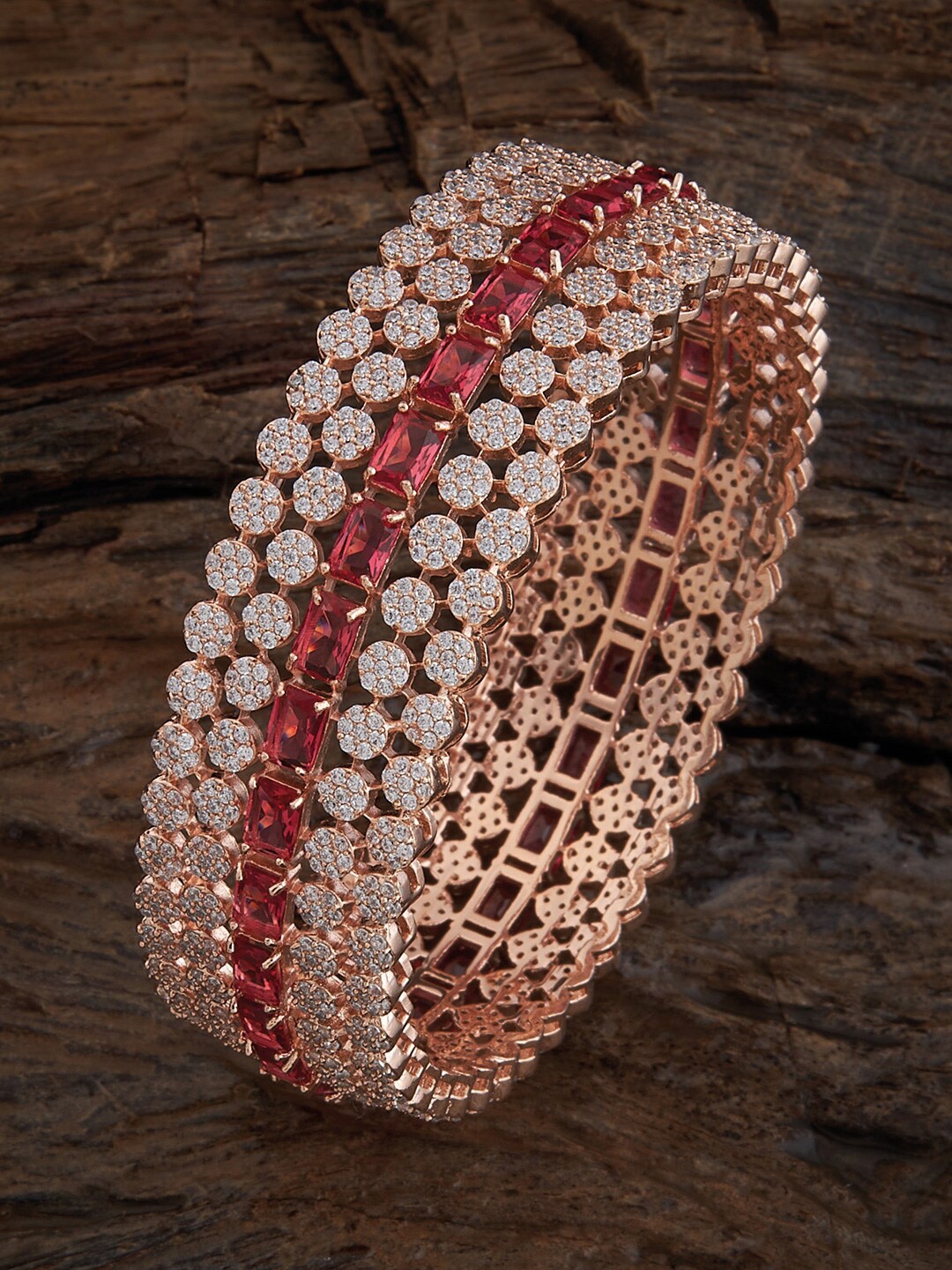 

Kushal's Fashion Jewellery Rose Gold-Plated & Stone-Studded Bangles