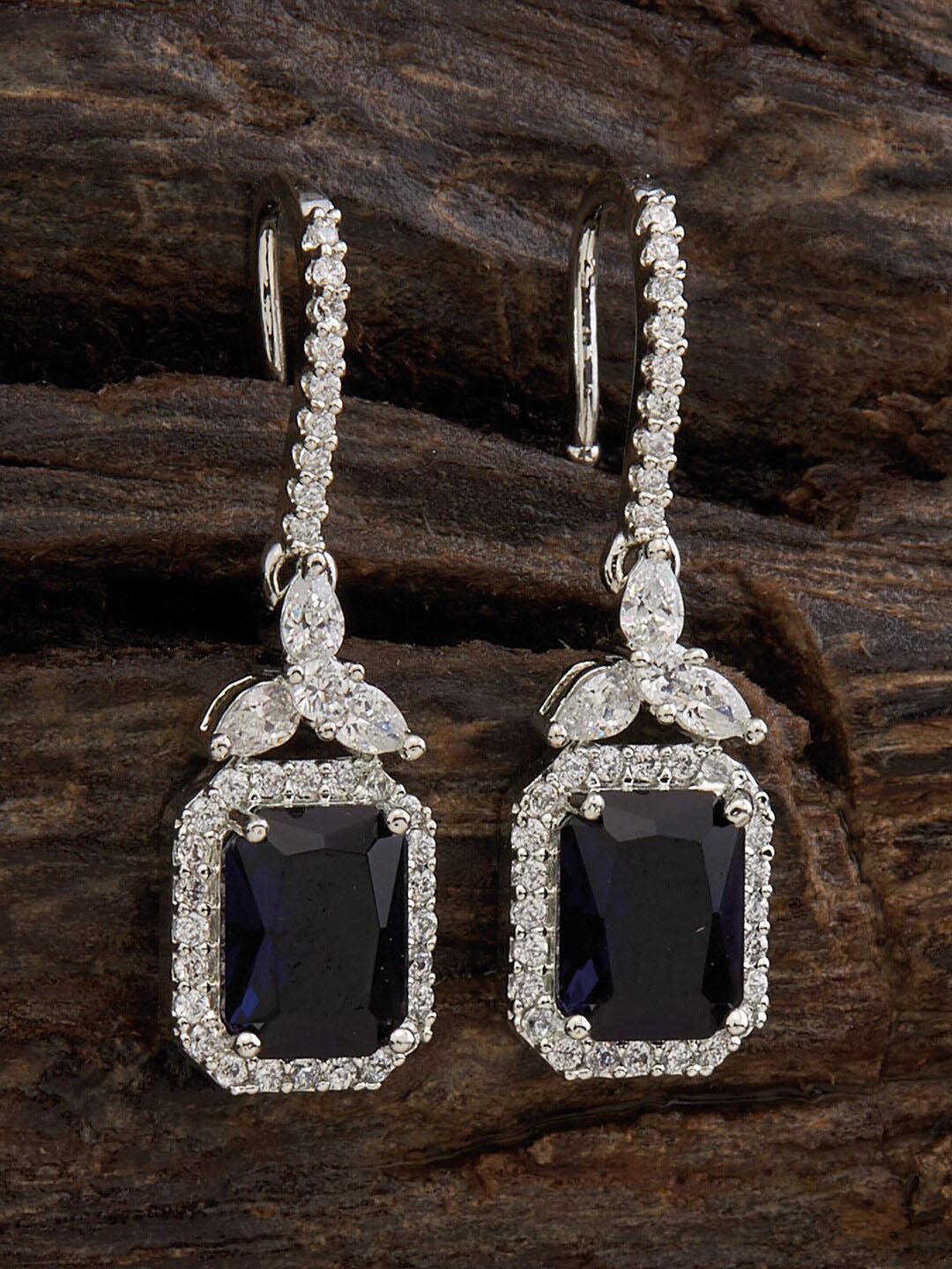 

Kushal's Fashion Jewellery Rhodium-Plated Square Studs Earrings, Silver