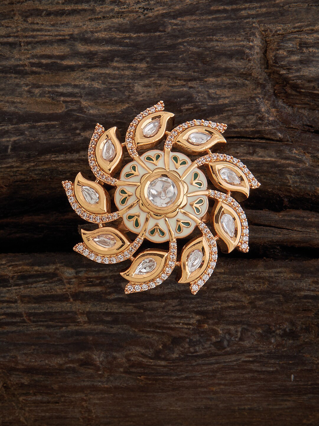 

Kushal's Fashion Jewellery Kundan Studded Finger Ring, Gold