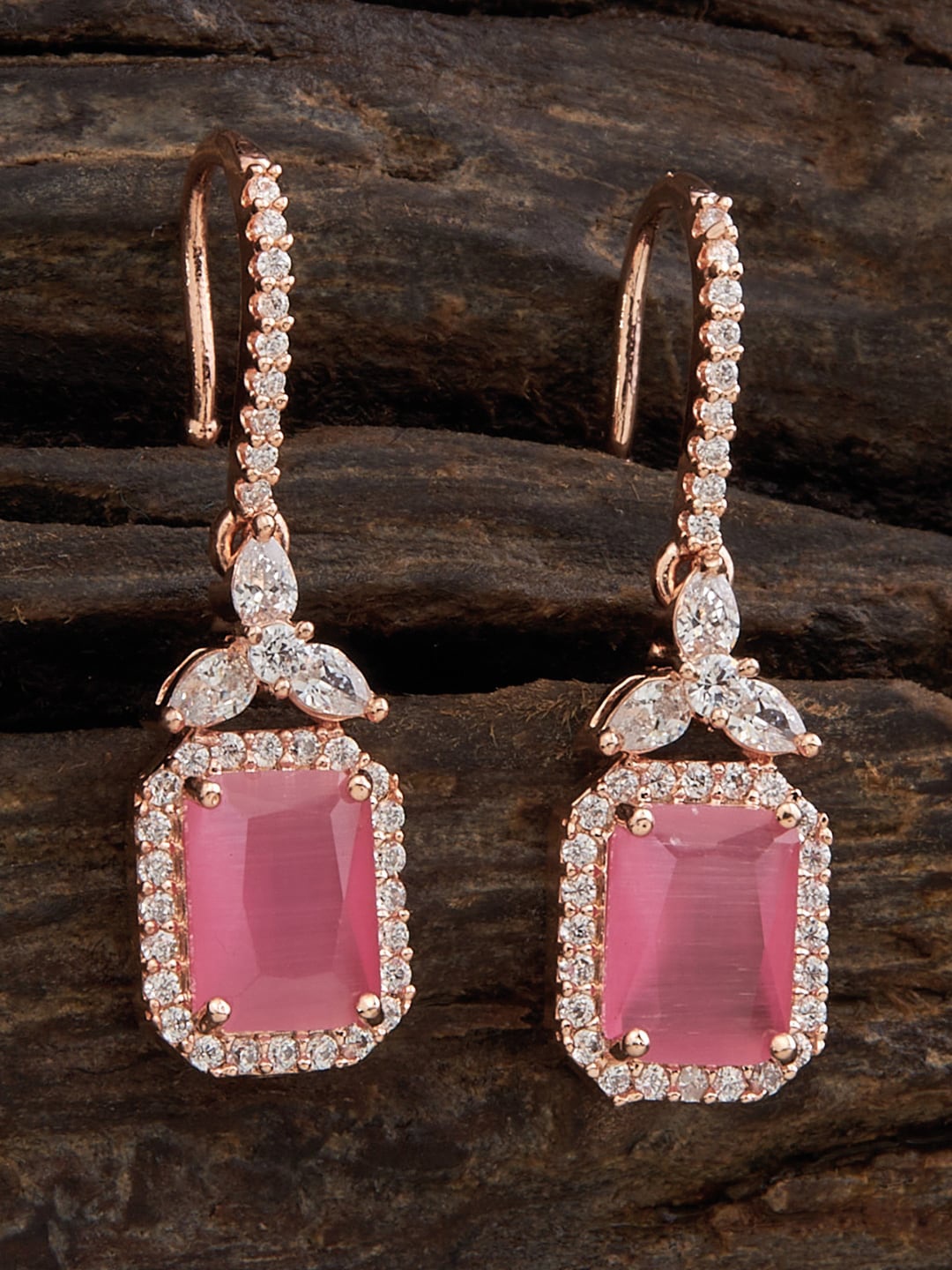 

Kushal's Fashion Jewellery Rose Gold-Plated Square Drop Earrings