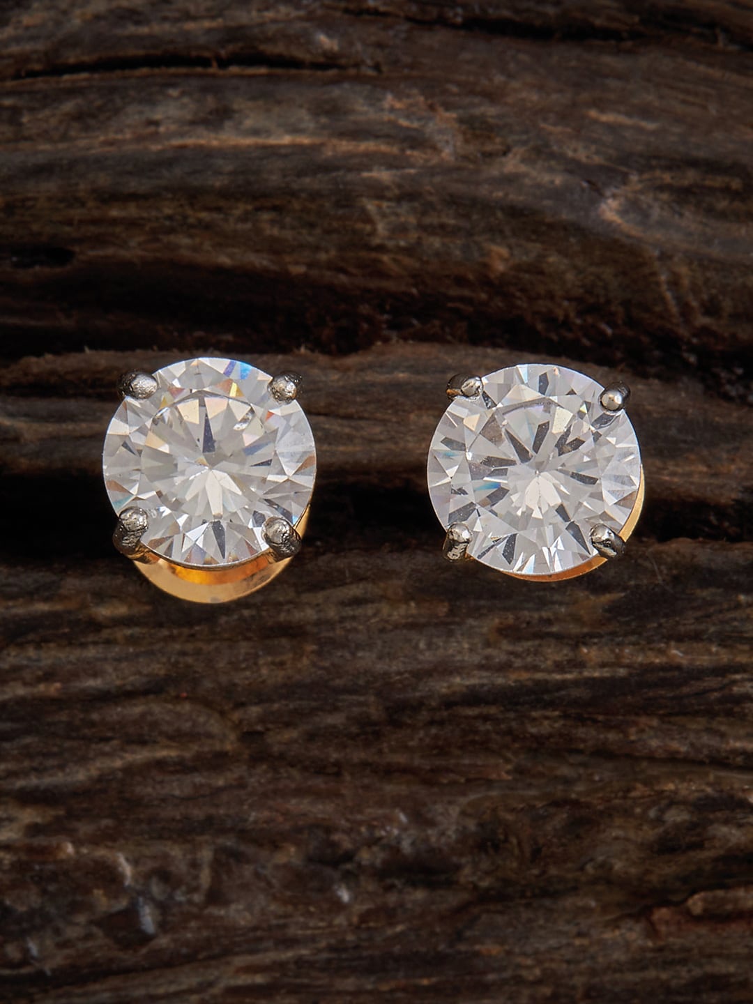 

Kushal's Fashion Jewellery Rhodium Plated CZ Studded Circular Studs Earrings, Silver