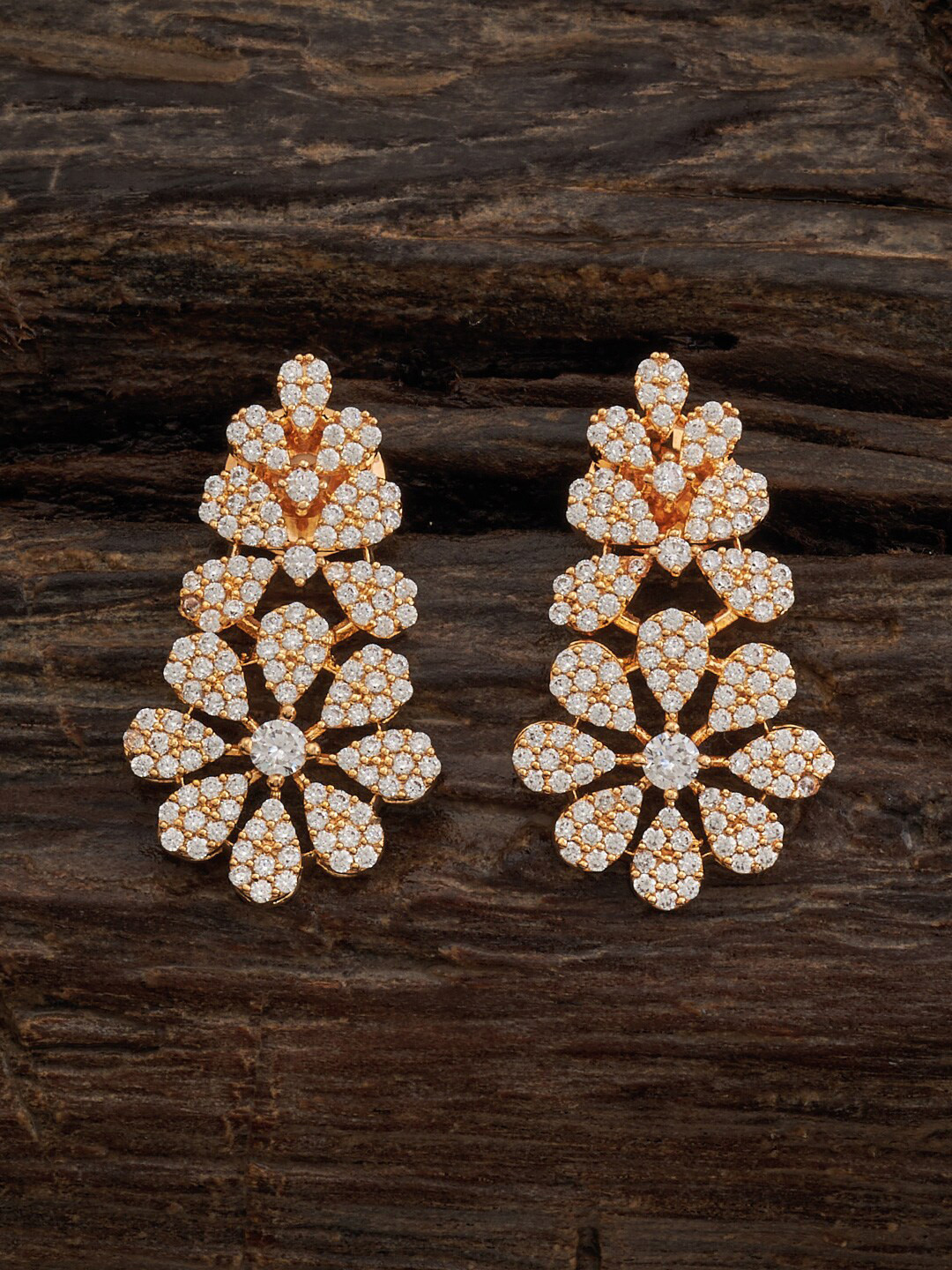 

Kushal's Fashion Jewellery Rose Gold-Plated Floral Drop Earrings