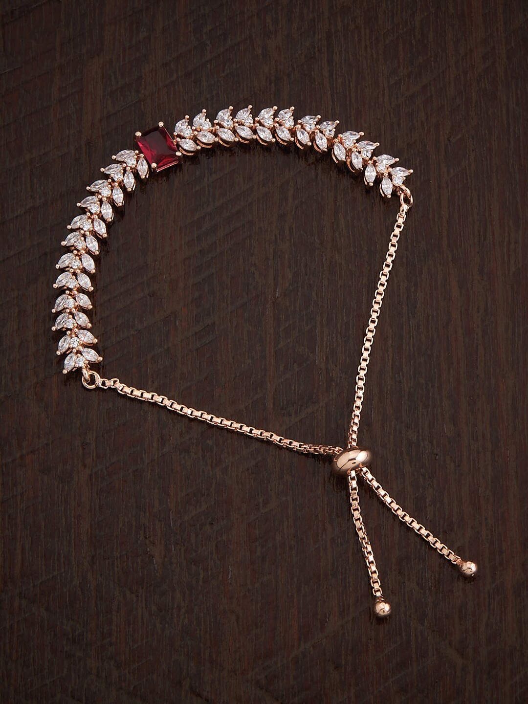

Kushal's Fashion Jewellery Rose Gold-Plated Cubic Zirconia Cuff Bracelet