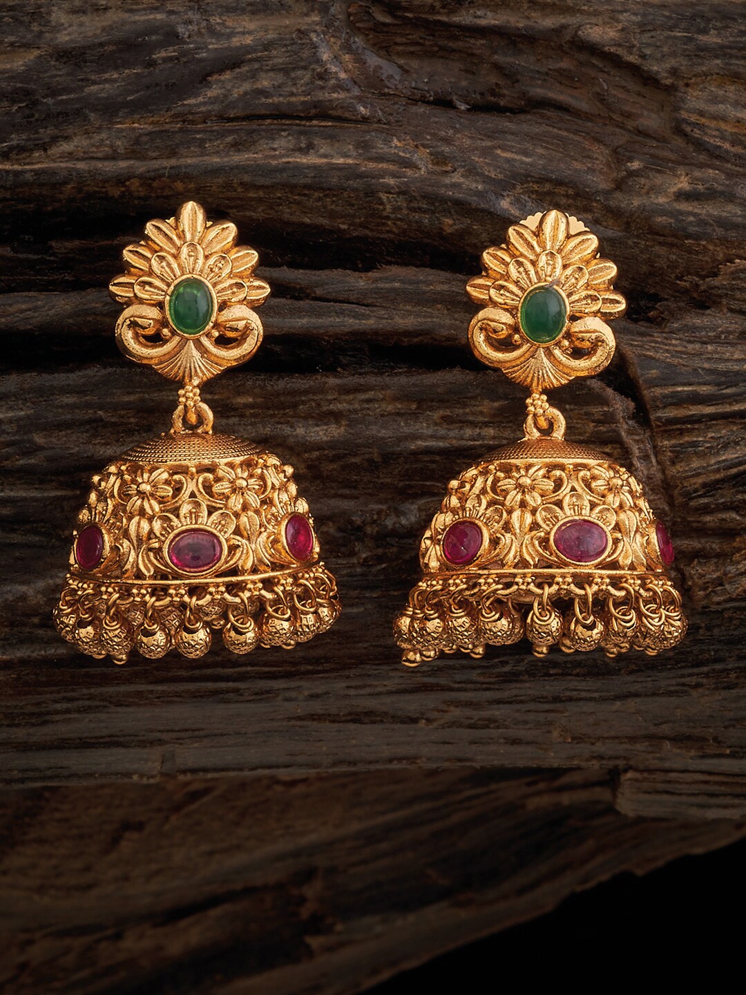 

Kushal's Fashion Jewellery Dome Shaped Jhumkas Earrings, Gold