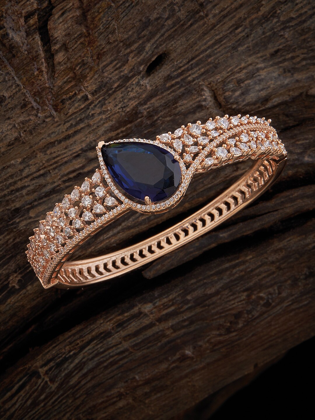 

Kushal's Fashion Jewellery Cubic Zirconia Gold-Plated Kada Bracelet