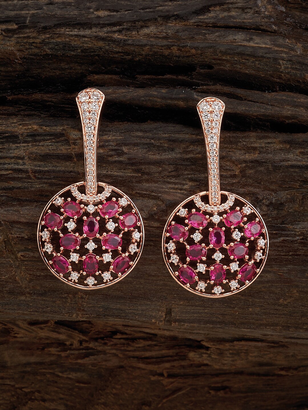 

Kushal's Fashion Jewellery Rose Gold-Plated Cubic Zirconia Contemporary Drop Earrings