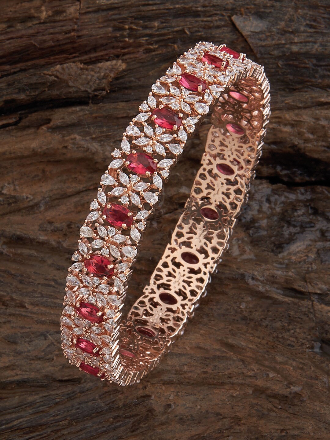 

Kushal's Fashion Jewellery Rose Gold-Plated & Stone-Studded Bangles