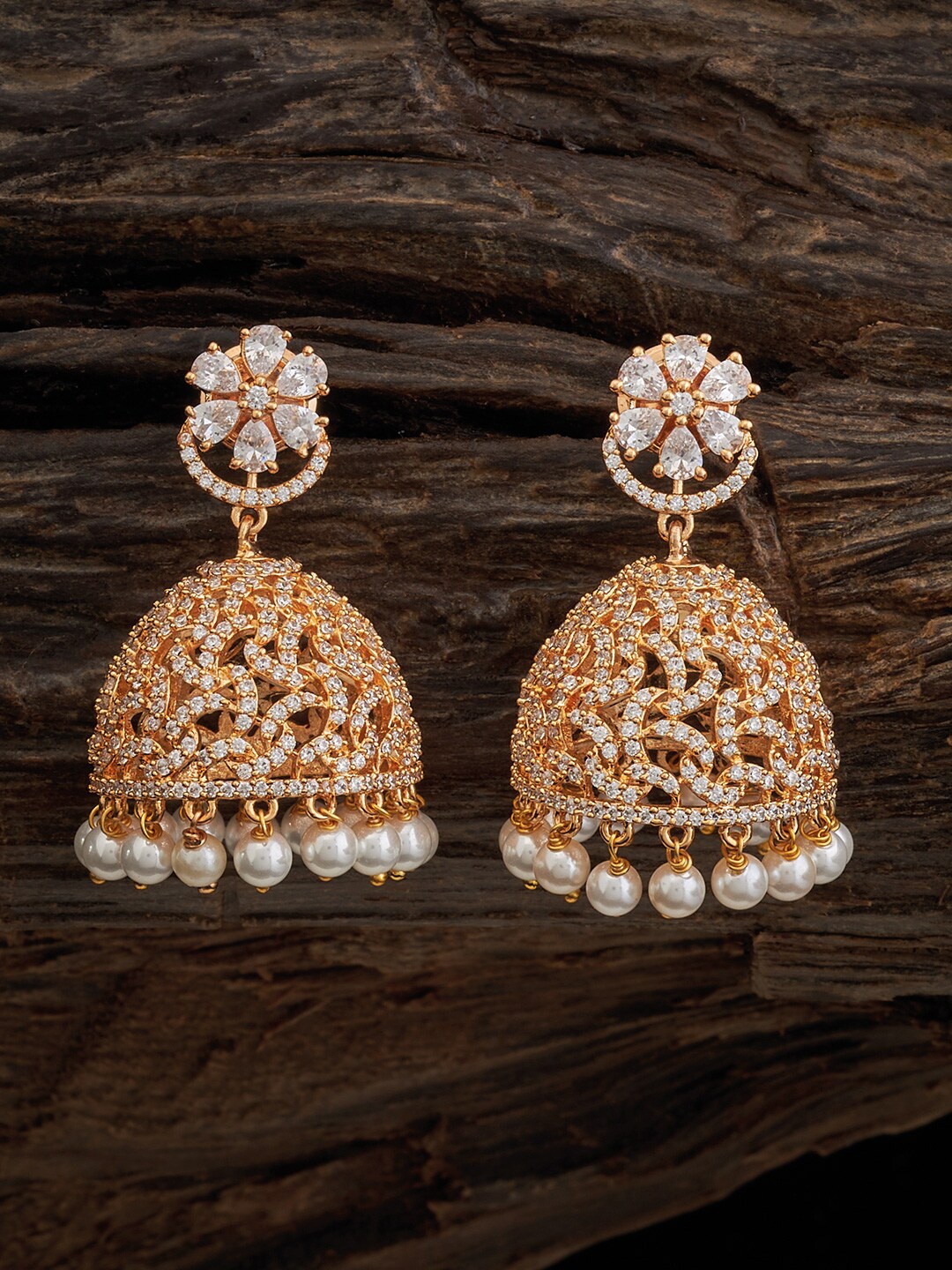 

Kushal's Fashion Jewellery Rose Gold-Plated Dome Shaped Jhumkas