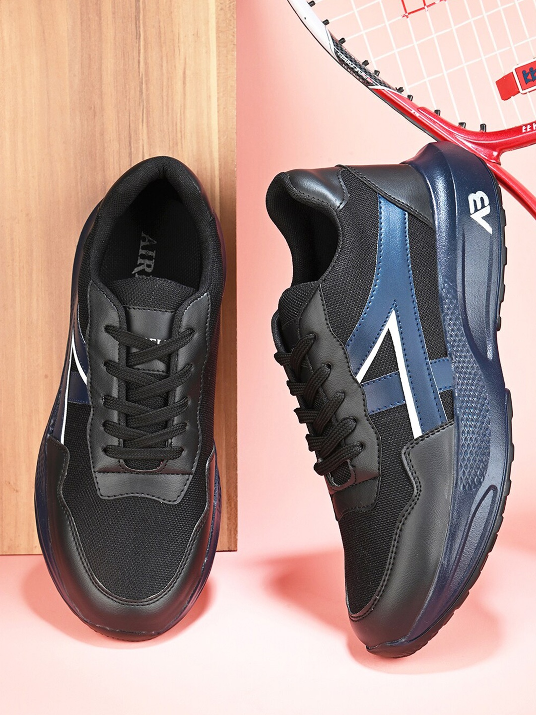 

AIRBELL Men Lace-Up Running Shoes, Black