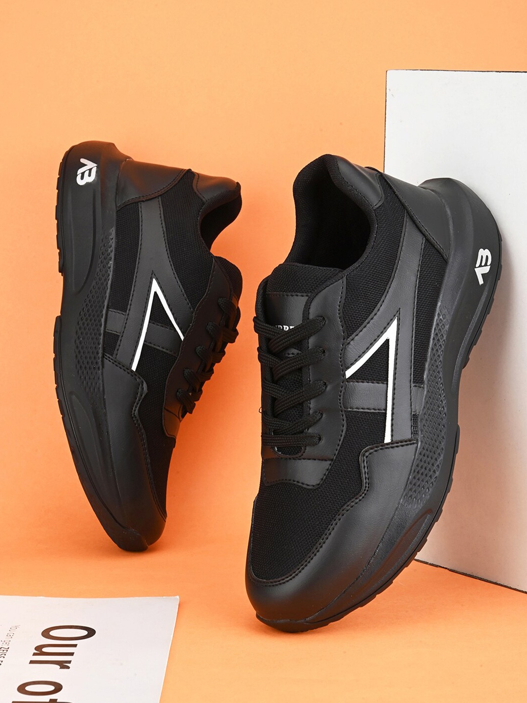 

AIRBELL Men Lace-Up Running Shoes, Black