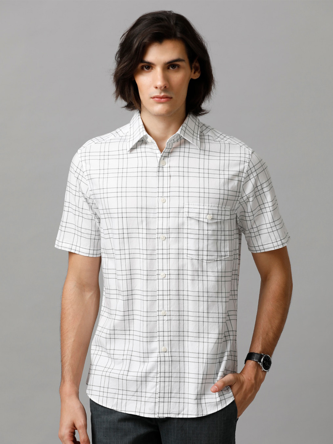 

Aldeno Comfort Fit Tartan Checked Pure Cotton Casual Shirt, White