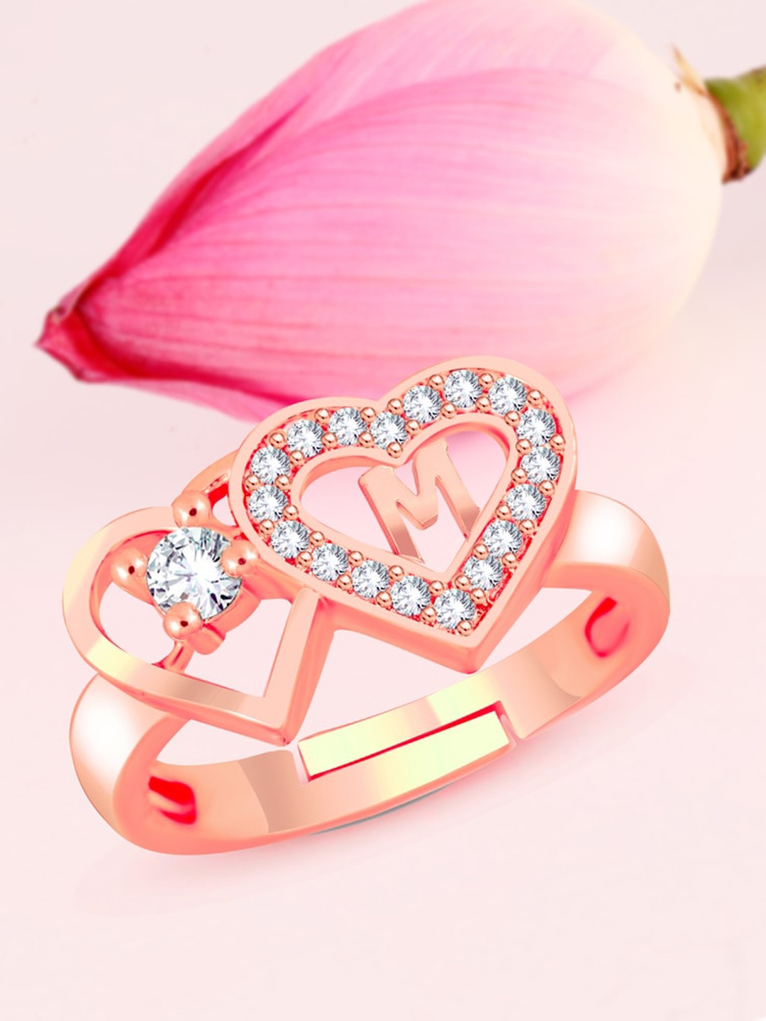 

MEENAZ Rose Gold-Plated AD-Studded Adjustable FingerRing