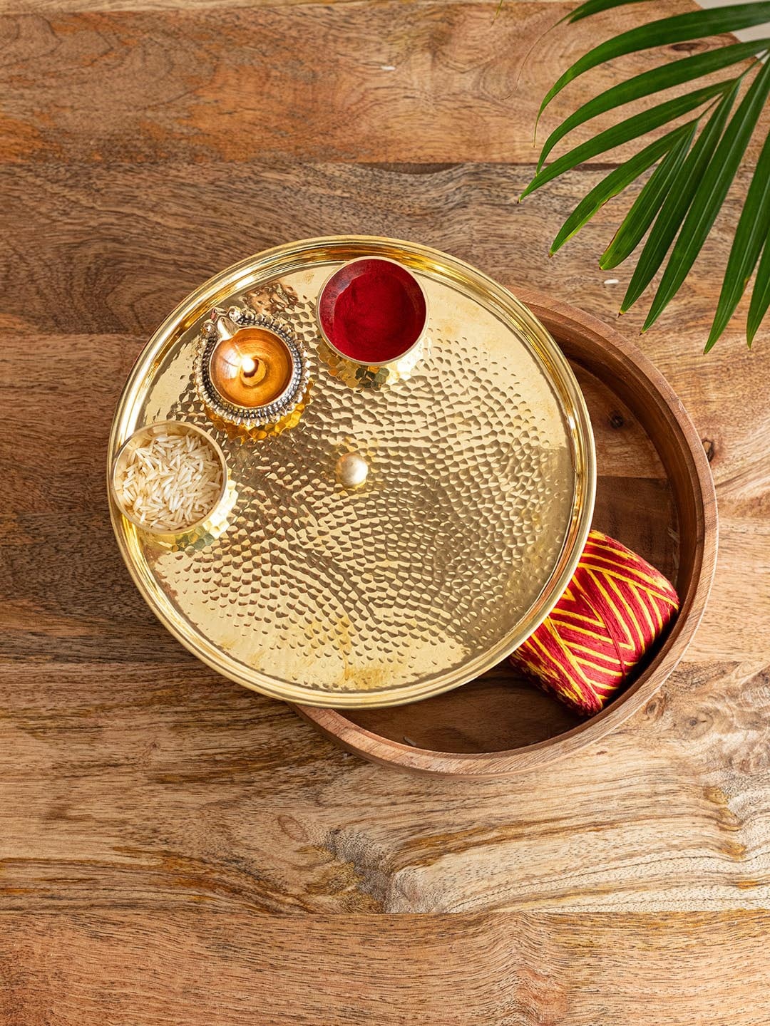 

ExclusiveLane Brown Textured Etched Pooja Box