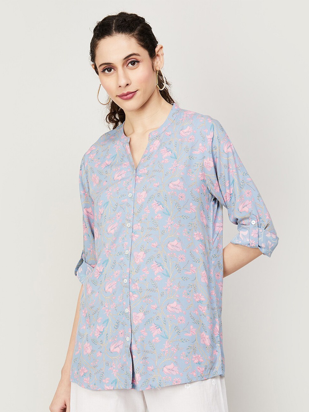 

Melange by Lifestyle Floral Printed Kurti, Blue