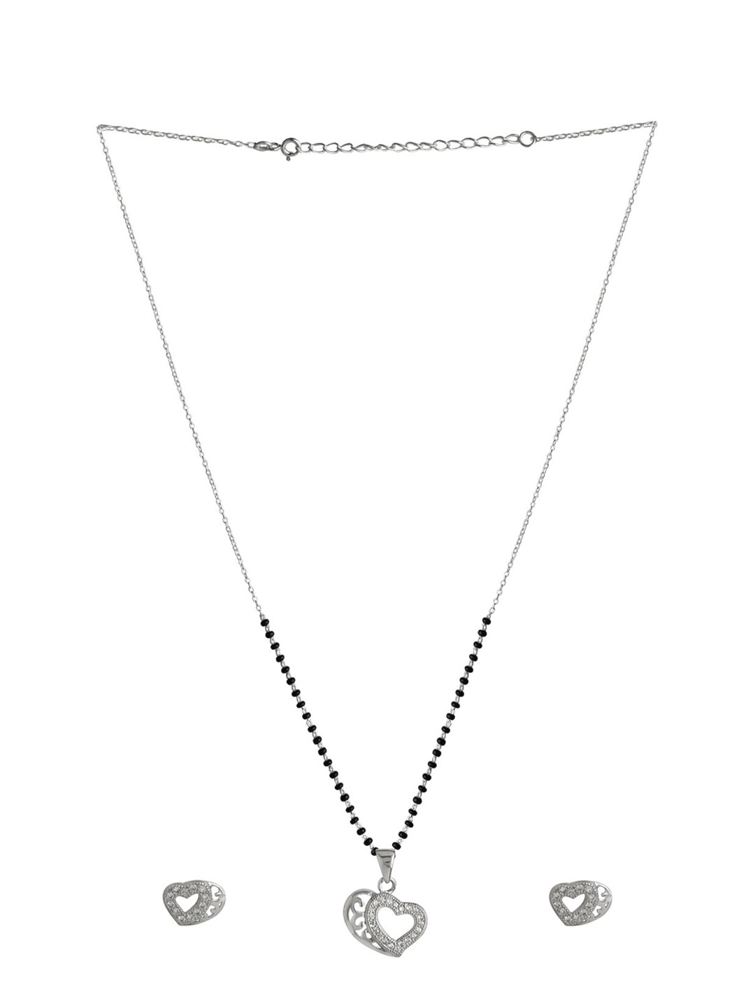 

Abhooshan 925 Sterling Silver Cubic Zirconia Studded Mangalsutra With Earrings