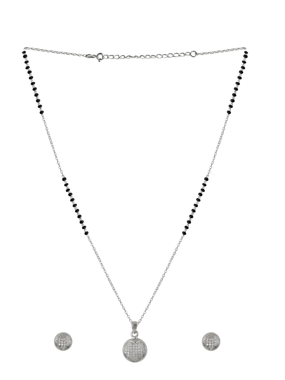

Abhooshan 925 Sterling Silver Cubic Zirconia-Studded Mangalsutra With Earrings