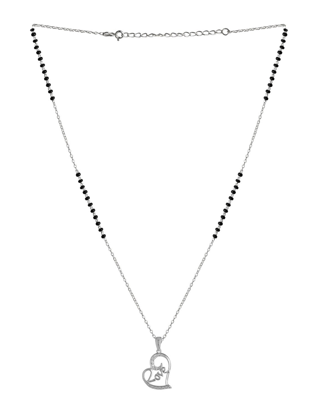 

Abhooshan Silver-Plated 925 Sterling Silver Beaded Mangalsutra