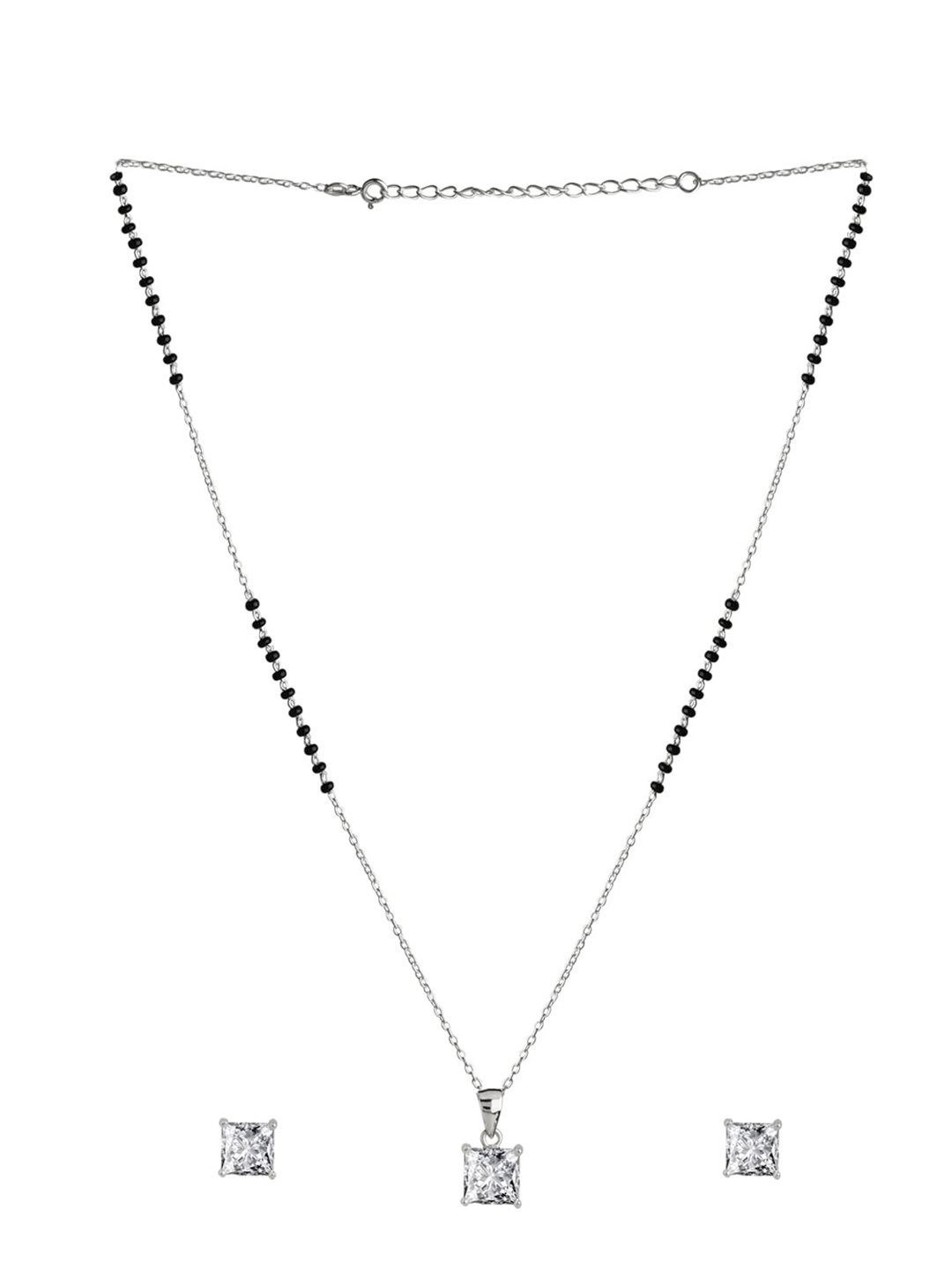 

Abhooshan Silver-Plated 925 Sterling Silver CZ-Studded Mangalsutra