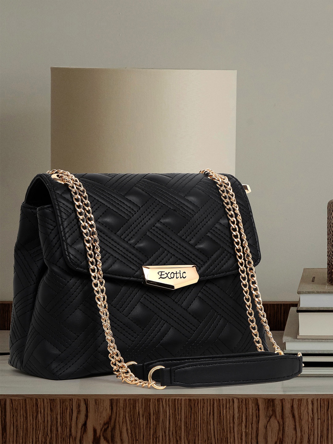 

Exotic Swagger Sling Bag with Quilted, Black