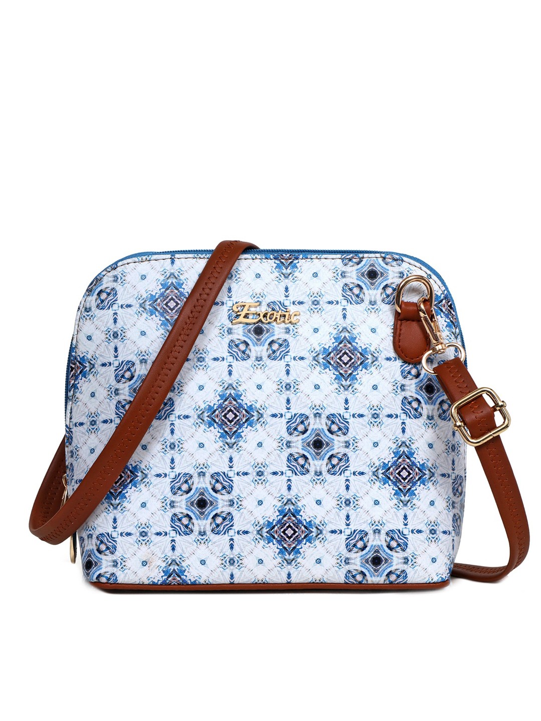 

Exotic Ethnic Motifs Printed Structured Sling Bag, Blue