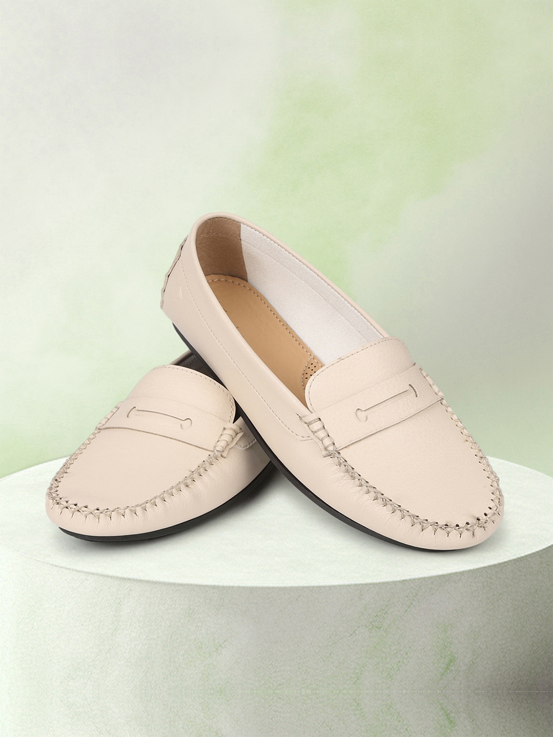 

yoho Women Bliss Comfort Insole Comfort Insole Basics Anti-Skid Sole Penny Loafers, Beige