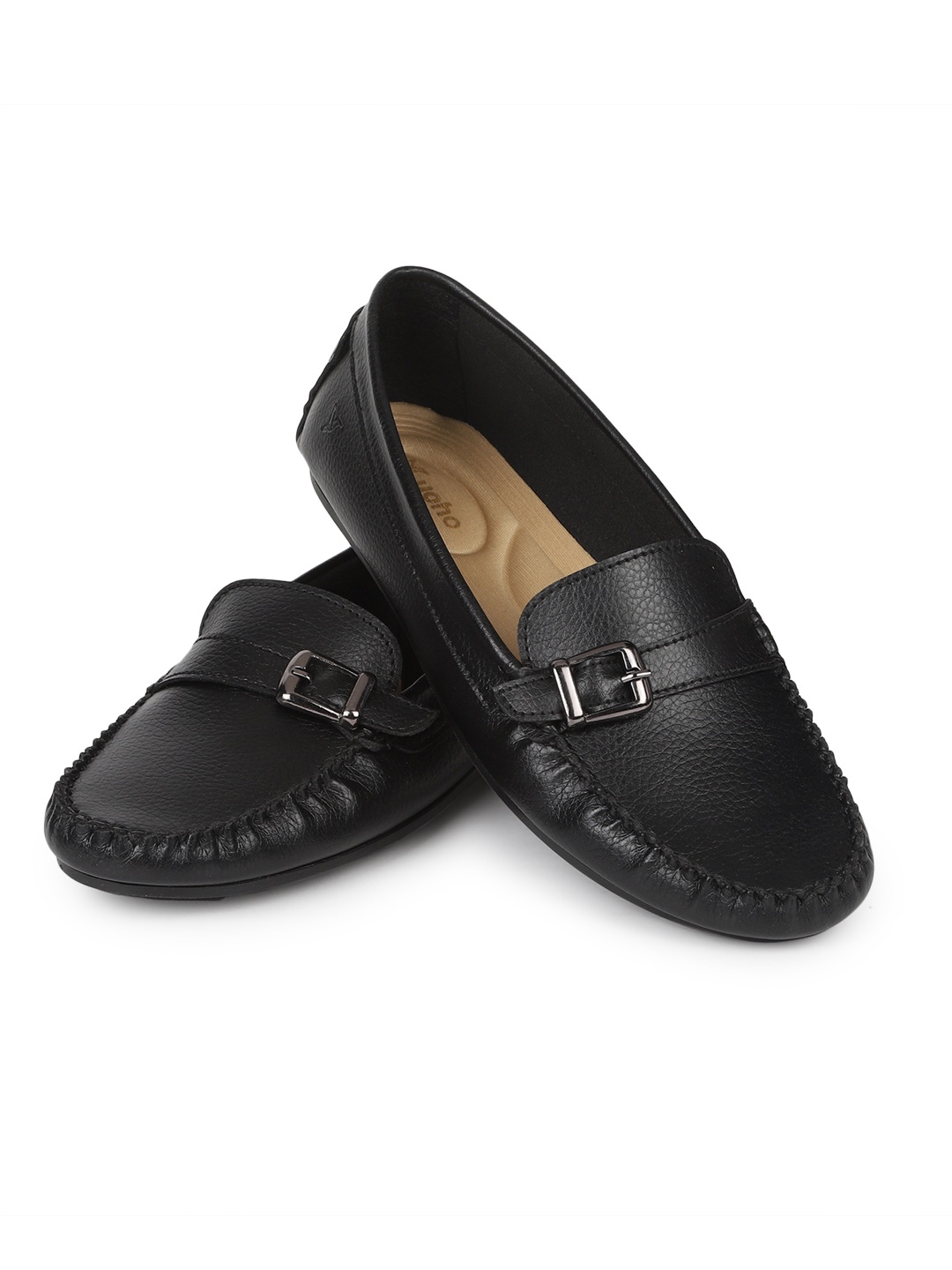 

yoho Women Bliss Comfort Insole Basics Anti-Skid Sole Horsebit Loafers With Buckle Detail, Black