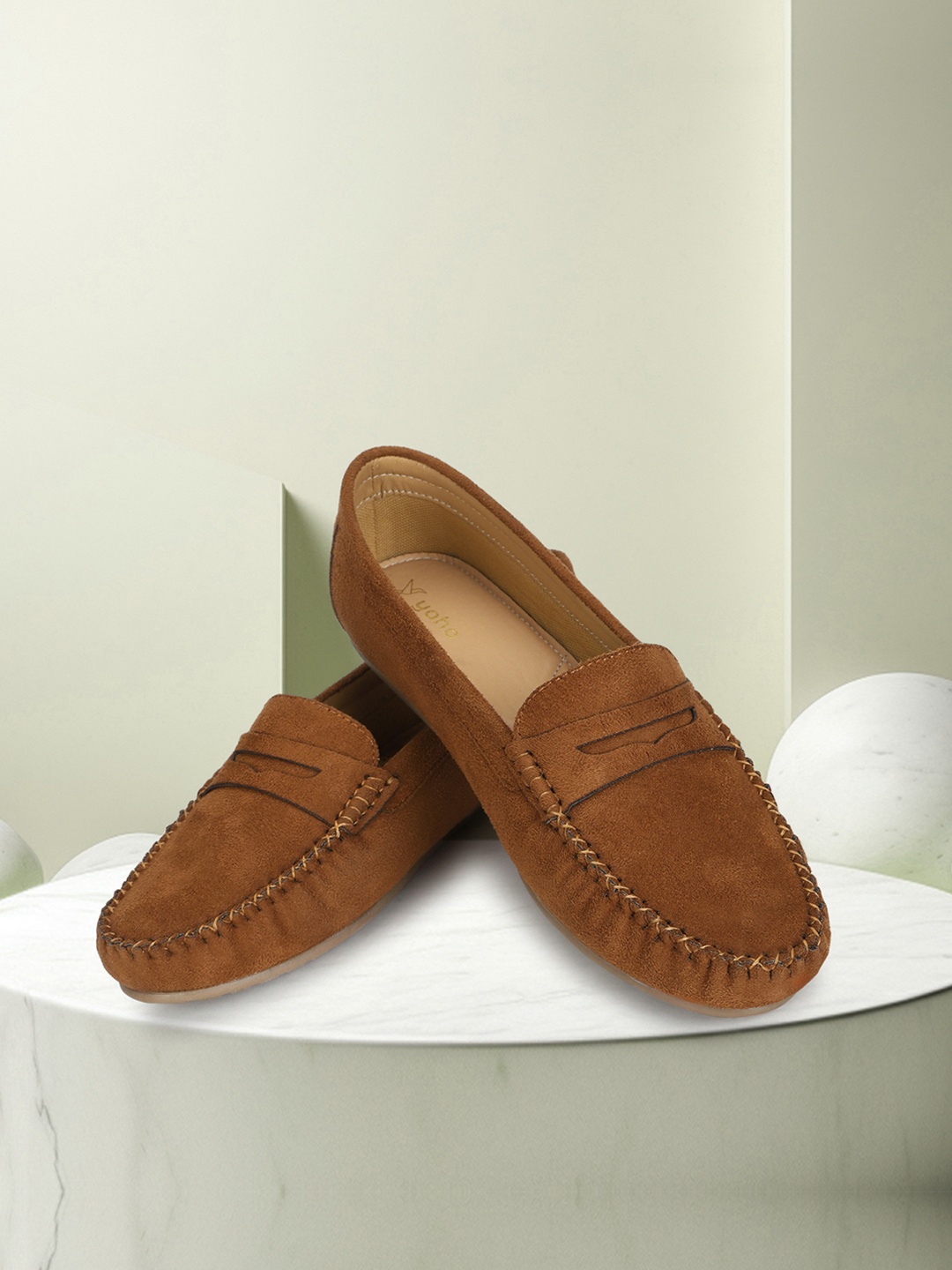 

yoho Women Flexible Anti-Skid Penny Loafers, Tan