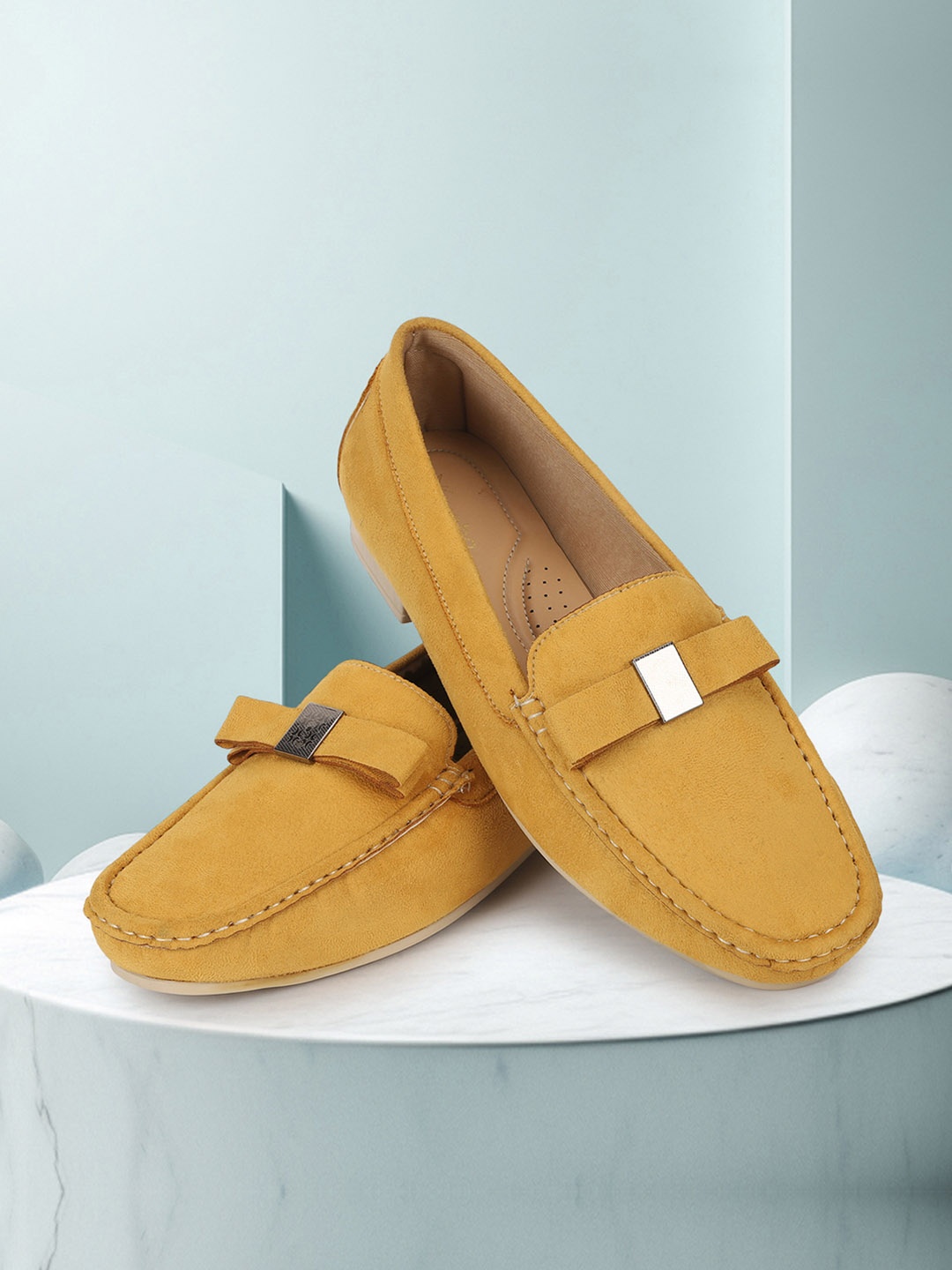 

yoho Women Flexible Anti-Skid Penny Loafers, Mustard