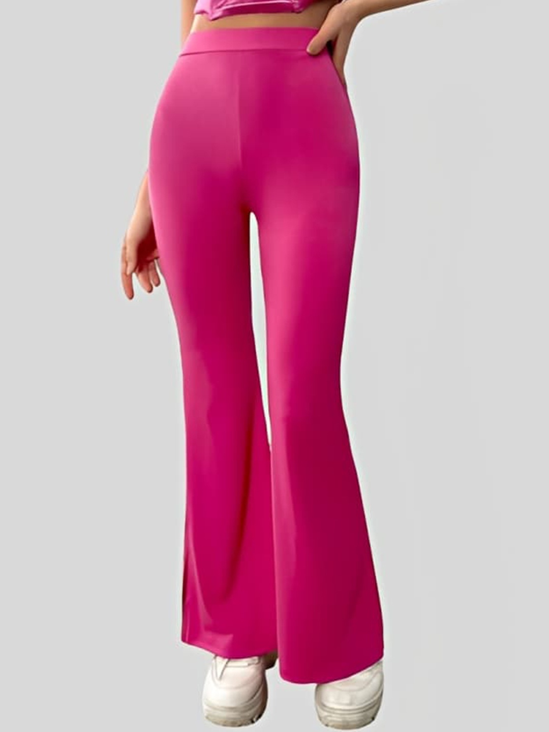 

WESTHOOD Classic Flared Fit High-Rise Flat Front Bootcut Trousers, Coral