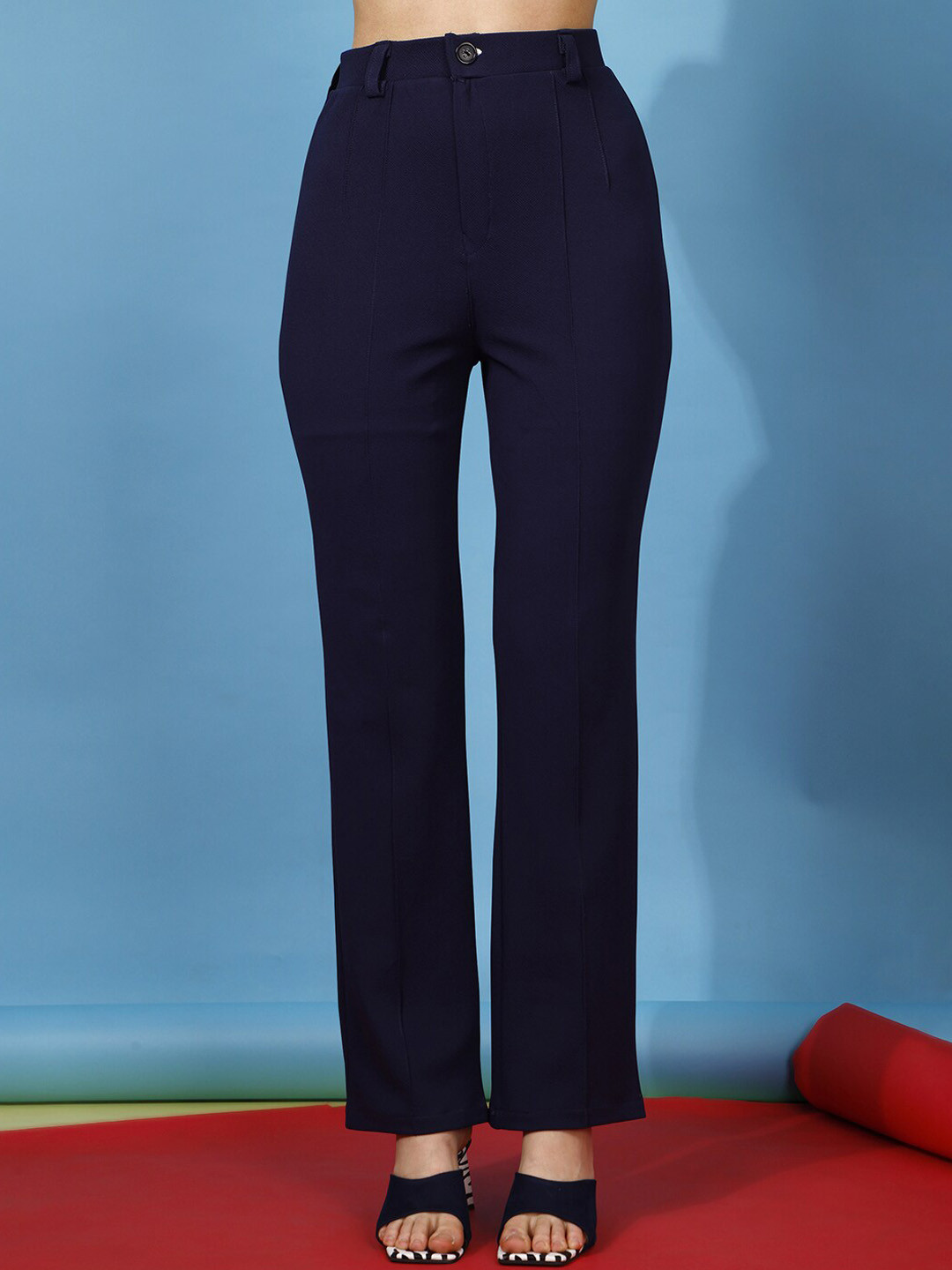 

Ziva Fashion Women Relaxed Straight Leg Trousers, Blue