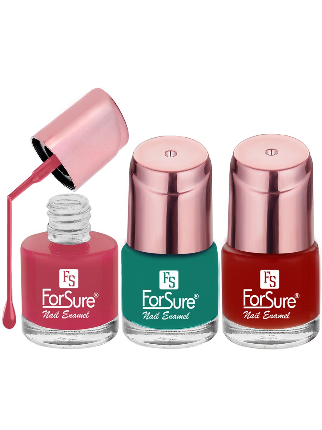 

ForSure Set of 3 Quick-Dry Long-Lasting Nail Paint - 8ml each, Pink