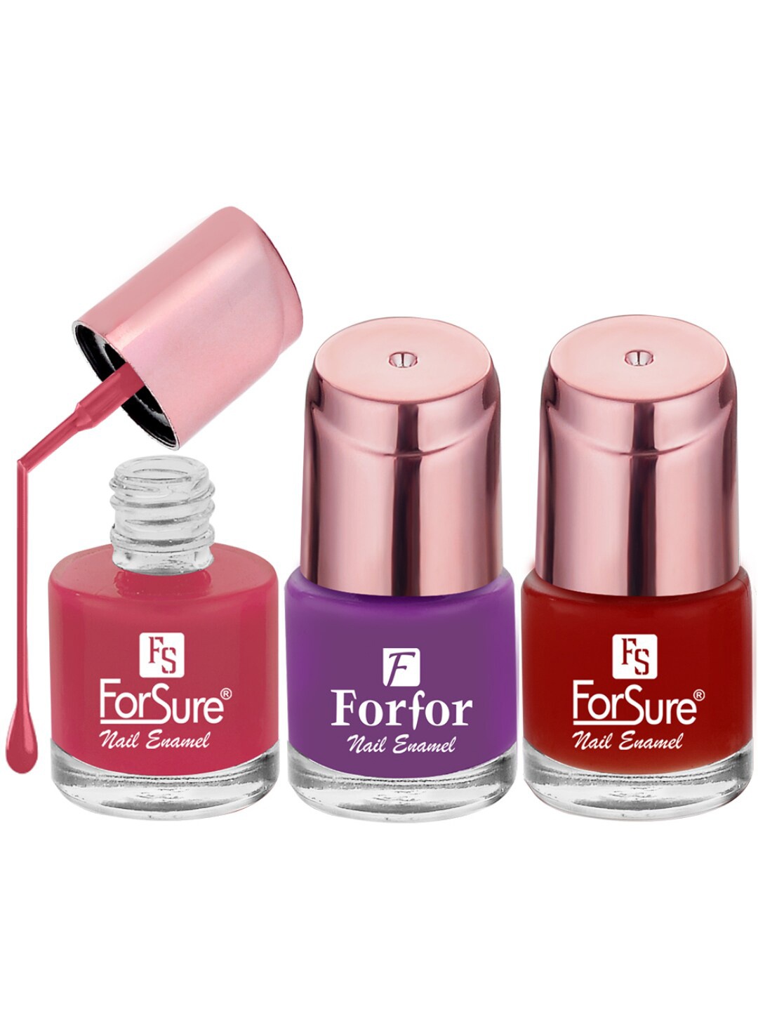 

ForSure Set of 3 Rose Gold Quick Dry Long Lasting Nail Enamel - 8 ml each, Pink