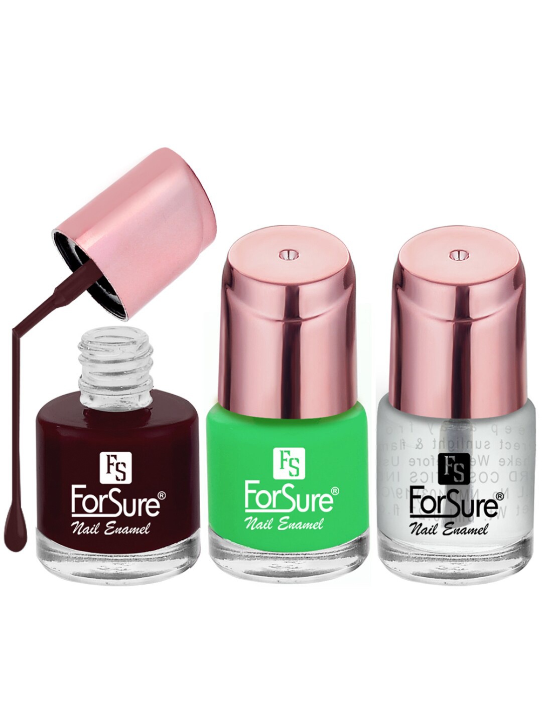 

ForSure Set of 3 Quick-Dry Long-Lasting Nail Paint - 8ml each, Maroon