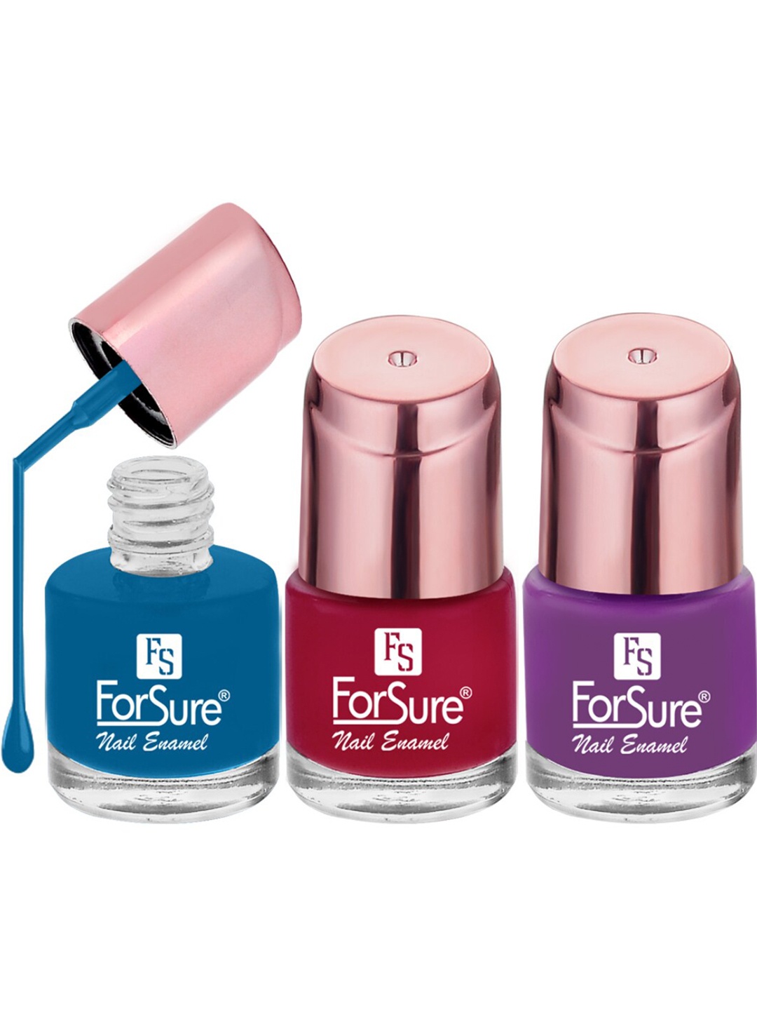 

ForSure Set of 3 Rose Gold Quick Dry Long Lasting Nail Enamel - 8 ml each, Blue