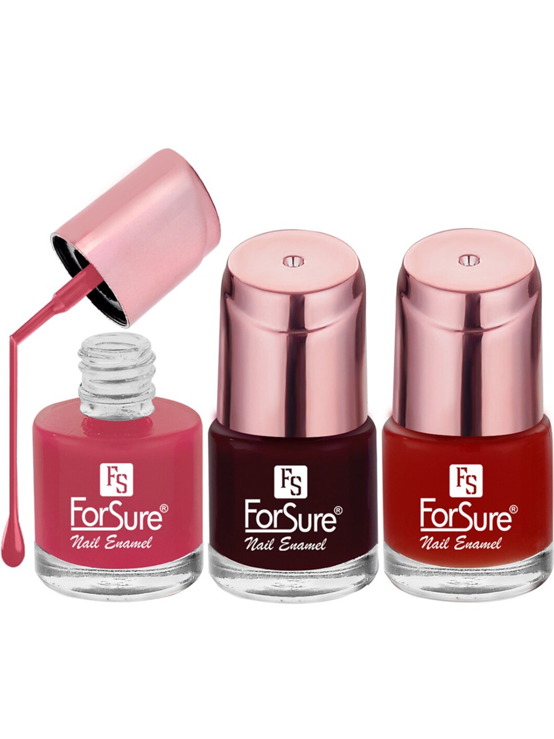 

ForSure Set of 3 Rose Gold Quick Dry Long Lasting Nail Enamel - 8 ml each, Pink