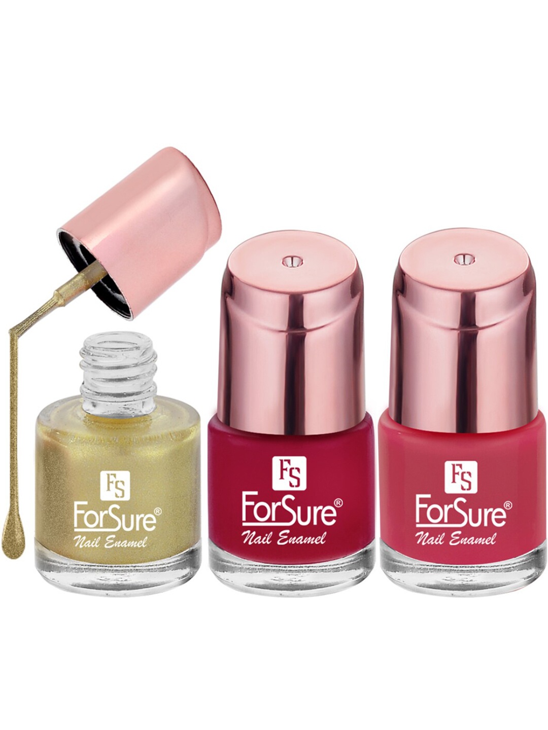

ForSure Set of 3 Quick-Dry Long-Lasting Nail Paint - 8ml each, Gold