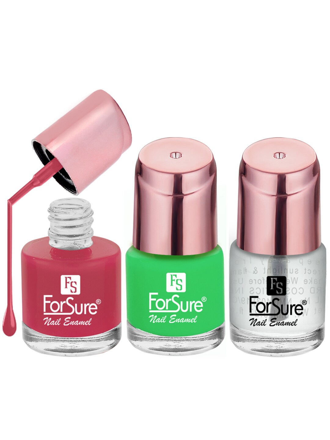 

ForSure Set Of 3 Shining Quick Dry Nail Paint 8ml Each - 114-117-102, Transparent