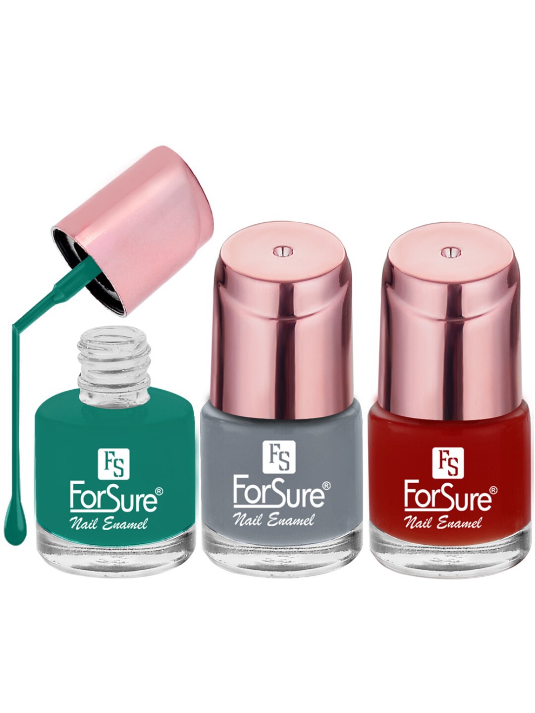 

ForSure Set of 3 Quick-Dry Long-Lasting Nail Paint - 8ml each, Red