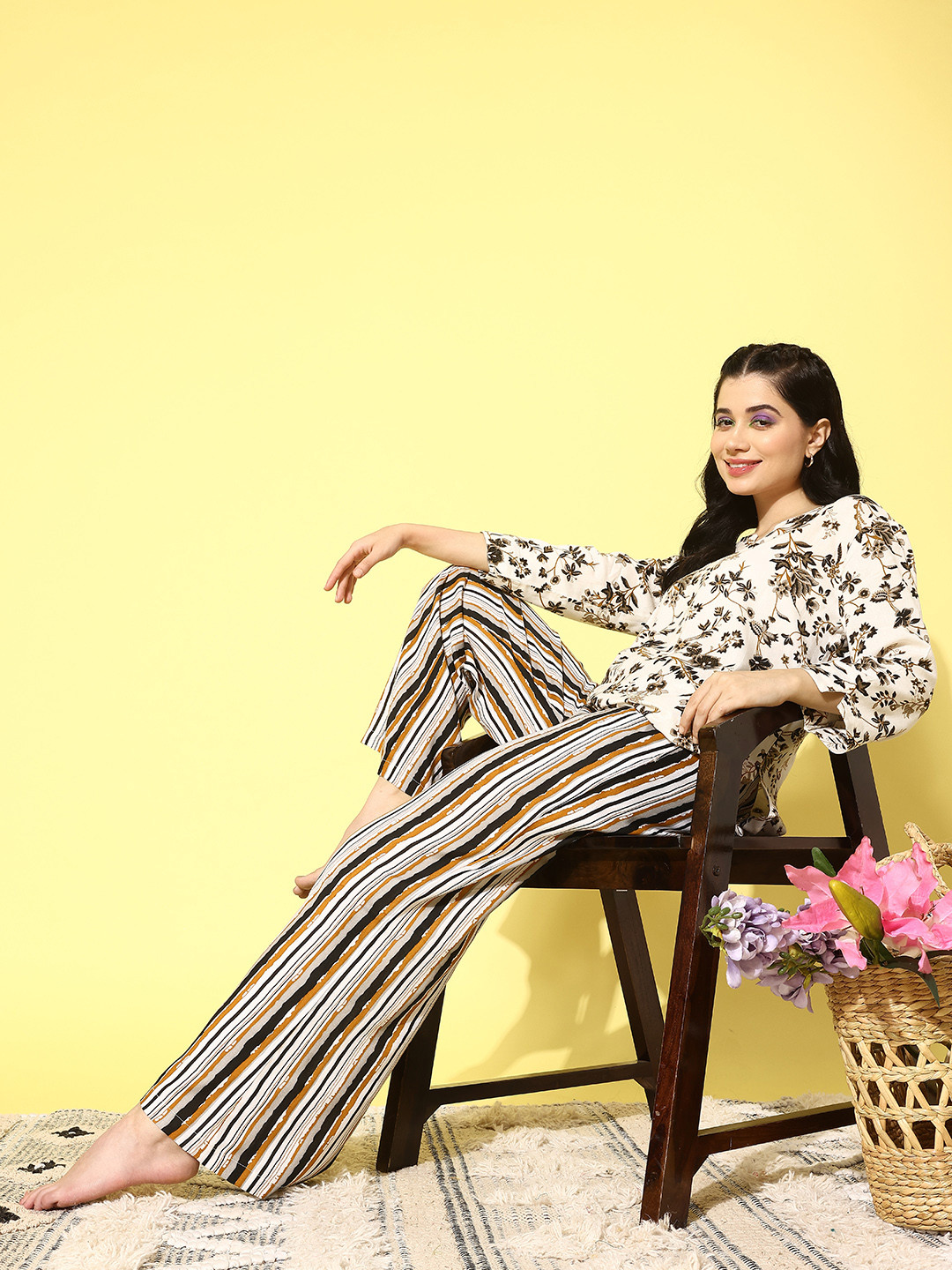 

ETC Floral Print Night Suit, Black