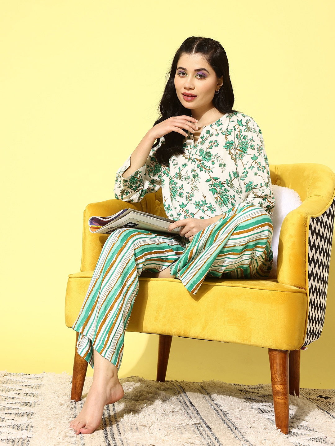 

ETC Floral Print Night Suit, Green
