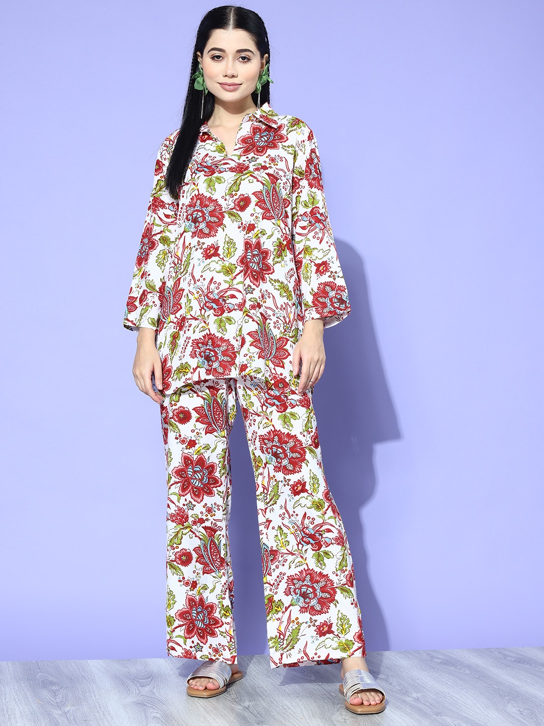 

all about you Ethnic Printed Co-ords, Red
