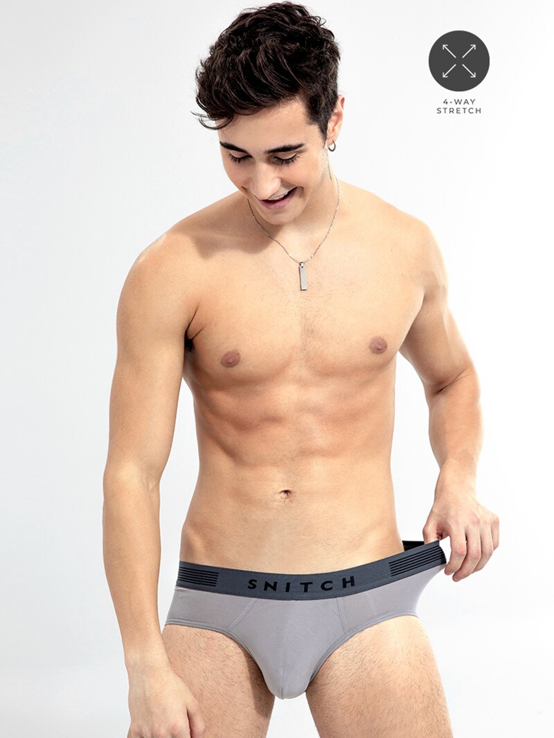 

Snitch Grey Low-Rise Modal Basic Briefs 4MSIWB0001-06-S