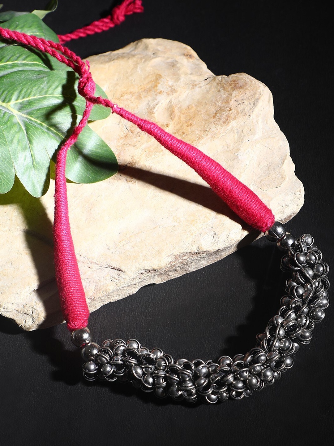 

FIROZA Beaded Brass Necklace, Silver